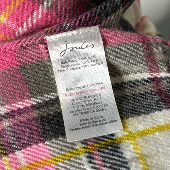 Joules Large Plaid Check Scarf Pink, Cream & Black One Size NWOT - Picture 4 of 4